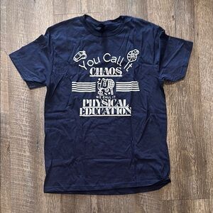 Blue Short Sleeve Tee with Graphic Design